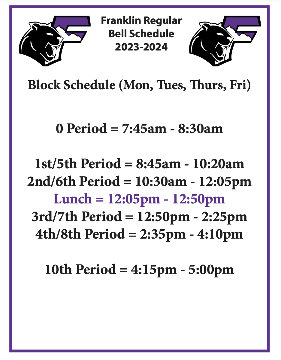 Franklin Bell Schedule